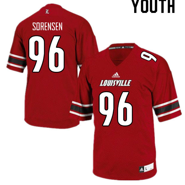 Youth #96 R.J. Sorensen Louisville Cardinals College Football Jerseys Sale-Red - Click Image to Close